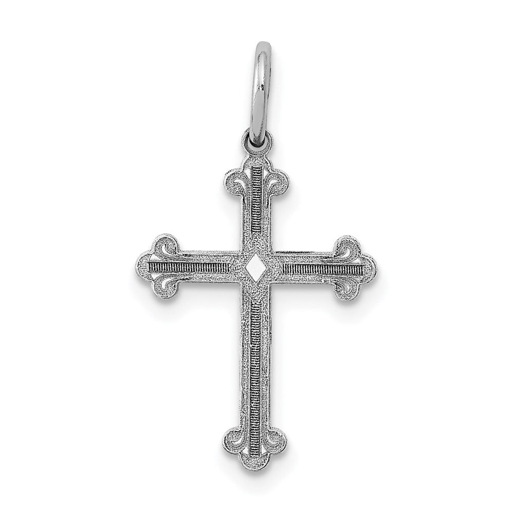 14K White Gold Laser Designed Cross Charm