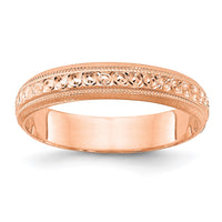 Load image into Gallery viewer, 14k Rose Gold 3mm Design Etched Wedding Band Size 7.5
