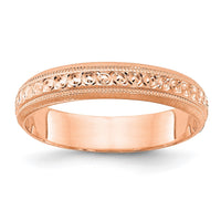 Load image into Gallery viewer, 14k Rose Gold 3mm Design Etched Wedding Band Size 5.5
