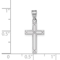 Load image into Gallery viewer, 14k White Gold Solid Laser Etched Cross Pendant
