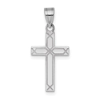 Load image into Gallery viewer, 14k White Gold Solid Laser Etched Cross Pendant
