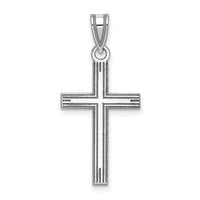 Load image into Gallery viewer, 14k White Gold Solid Laser Etched Cross Pendant

