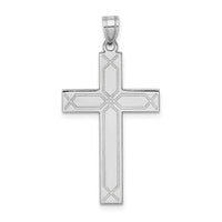 Load image into Gallery viewer, 14k White Gold Solid Laser Etched Cross Pendant
