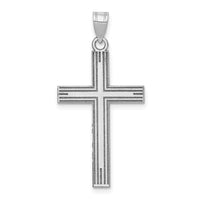 Load image into Gallery viewer, 14k White Gold Solid Laser Etched Cross Pendant
