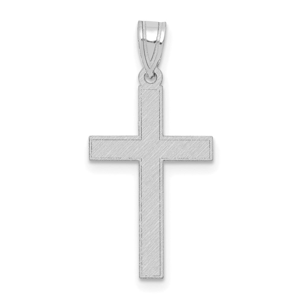 14k White Gold Florentine Satin Latin Cross Pendant