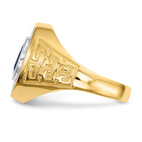 Load image into Gallery viewer, 14k w/ Rhodium CZ &amp; Oval Blue CZ Mens Ring
