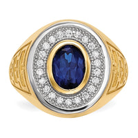 Load image into Gallery viewer, 14k w/ Rhodium CZ &amp; Oval Blue CZ Mens Ring
