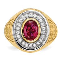 Load image into Gallery viewer, 14k w/ Rhodium CZ &amp; Oval Red CZ Mens Ring
