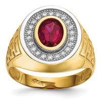 Load image into Gallery viewer, 14k w/ Rhodium CZ &amp; Oval Red CZ Mens Ring
