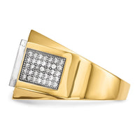 Load image into Gallery viewer, 14k w/ Rhodium CZ &amp; Emerald-cut Blue CZ Mens Ring
