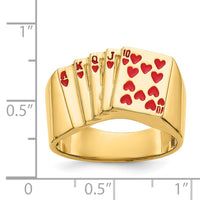 Load image into Gallery viewer, 14k Enameled Royal Flush in Hearts Mens Ring

