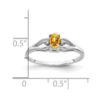 Load image into Gallery viewer, 14k White Gold 5x3mm Oval Citrine AAA Diamond ring
