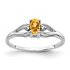 14k White Gold 5x3mm Oval Citrine AAA Diamond ring