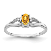 Load image into Gallery viewer, 14k White Gold 5x3mm Oval Citrine AAA Diamond ring
