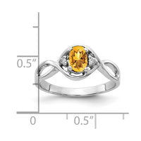 Load image into Gallery viewer, 14k White Gold 6x4mm Oval Citrine AA Diamond ring
