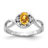 14k White Gold 6x4mm Oval Citrine AA Diamond ring