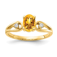 Load image into Gallery viewer, 14k 7x5mm Oval Citrine AA Diamond ring
