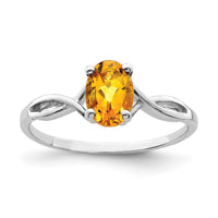 Load image into Gallery viewer, 14k White Gold 7x5mm Oval Citrine ring
