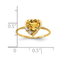 Load image into Gallery viewer, 14k 6mm Heart Citrine AA Diamond ring
