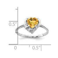 Load image into Gallery viewer, 14k White Gold 6mm Heart Citrine AA Diamond ring
