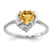 Load image into Gallery viewer, 14k White Gold 6mm Heart Citrine AA Diamond ring
