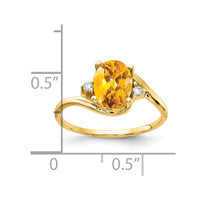Load image into Gallery viewer, 14k 8x6mm Oval Citrine AA Diamond ring
