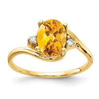 Load image into Gallery viewer, 14k 8x6mm Oval Citrine AA Diamond ring
