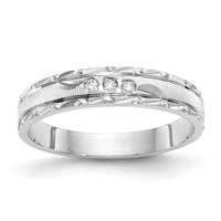 Load image into Gallery viewer, 14k White Gold AA Quality .03 carat Diamond Trio Ladies Complete Wedding Band
