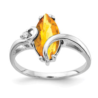 Load image into Gallery viewer, 14k White Gold 12x6mm Marquise Citrine AA Diamond ring
