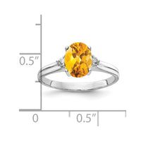 Load image into Gallery viewer, 14k White Gold 8x6mm Oval Citrine AA Diamond ring
