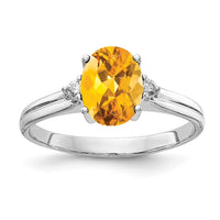 Load image into Gallery viewer, 14k White Gold 8x6mm Oval Citrine AA Diamond ring
