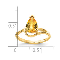 Load image into Gallery viewer, 14k 9x6mm Pear Citrine Checker ring
