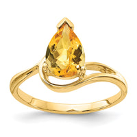 Load image into Gallery viewer, 14k 9x6mm Pear Citrine Checker ring
