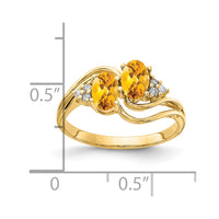 Load image into Gallery viewer, 14k 6x4mm Oval Citrine AA Diamond ring
