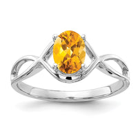 Load image into Gallery viewer, 14k White Gold 7x5mm Oval Citrine Ring
