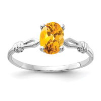 Load image into Gallery viewer, 14k White Gold 7x5mm Oval Citrine ring

