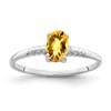 14k White Gold 6x4mm Oval Citrine Checker ring