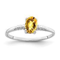 Load image into Gallery viewer, 14k White Gold 6x4mm Oval Citrine Checker ring
