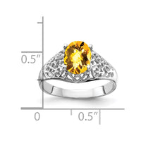 Load image into Gallery viewer, 14k White Gold 8x6mm Oval Citrine Checker ring
