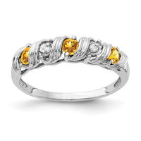 Load image into Gallery viewer, 14k White Gold 2.75mm Citrine AA Diamond ring
