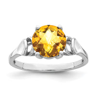 Load image into Gallery viewer, 14k White Gold 8mm Citrine Checker ring
