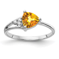 Load image into Gallery viewer, 14k White Gold 6mm Citrine AA Diamond ring
