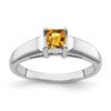 14k White Gold 4mm Princess Cut Citrine ring