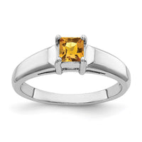 Load image into Gallery viewer, 14k White Gold 4mm Princess Cut Citrine ring
