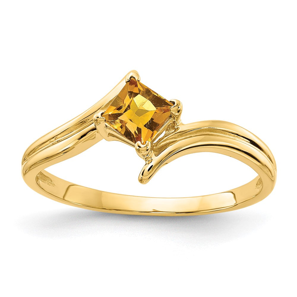 14k 4mm Princess Cut Citrine ring