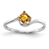 Load image into Gallery viewer, 14k White Gold 4mm Princess Cut Citrine ring
