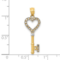 Load image into Gallery viewer, 14K w/White Rhodium Polished Heart Key Charm
