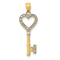 Load image into Gallery viewer, 14K w/White Rhodium Polished Heart Key Charm
