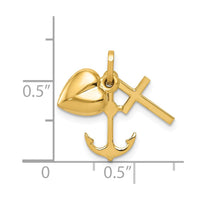 Load image into Gallery viewer, 14K Polished Heart Cross Anchor Pendant
