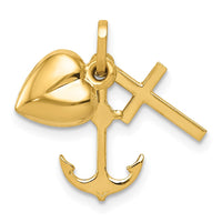 Load image into Gallery viewer, 14K Polished Heart Cross Anchor Pendant
